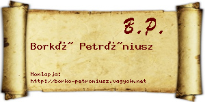 Borkó Petróniusz névjegykártya